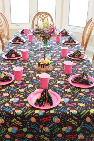 Mom's Pink Birthday with Happy Birthday Tablecloth by CelebrationTablecloths