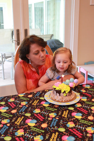 Mima's Pink Birthday with Happy Birthday Tablecloth by CelebrationTablecloths