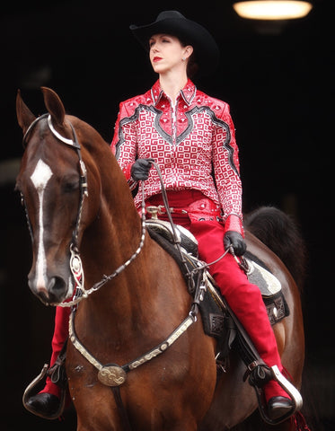 Western Show Showmanship Horsemanship Red Shirt Adult by Riding High USA 