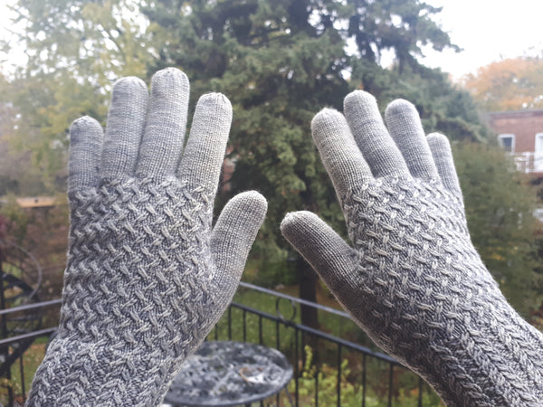 Lanark gloves with mended fingertips