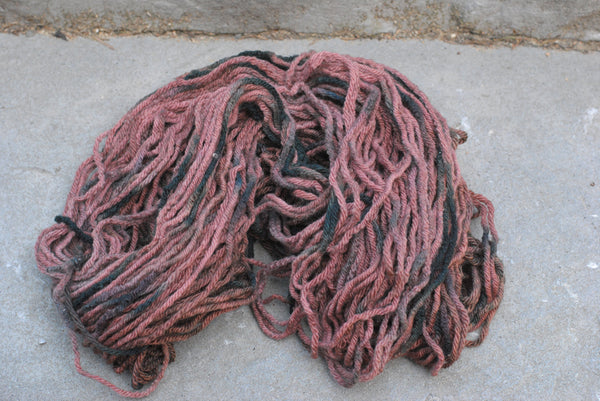 Brownish splotchy wool yarn