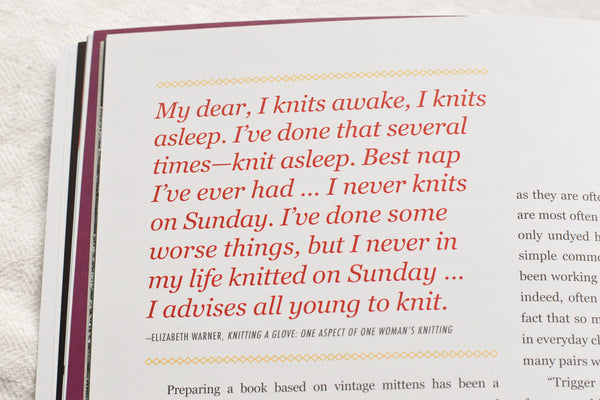 Quote from Newfoundland knitter in red text