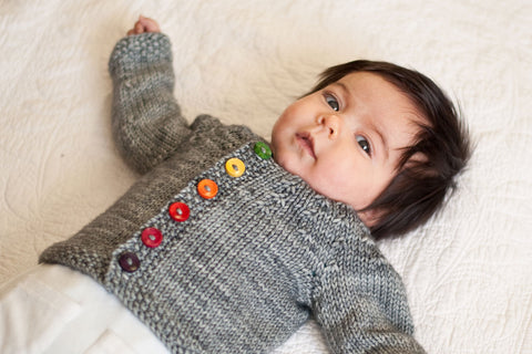 Little Knots Cardigan with rainbow buttons