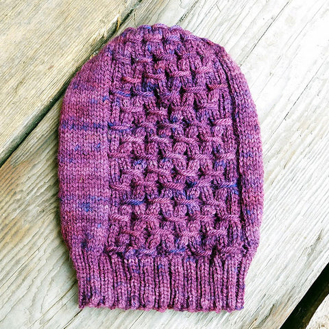 Gather hat handknit in Norwood hand-dyed yarn
