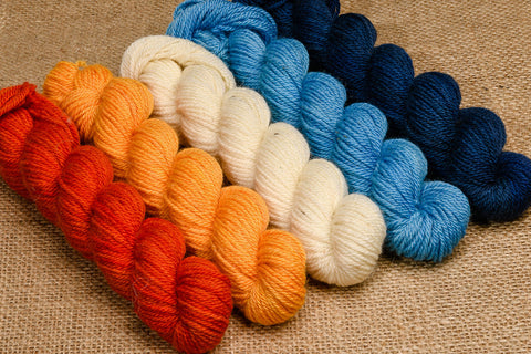 Elora Canadian wool yarn hand-dyed mini-skein sets