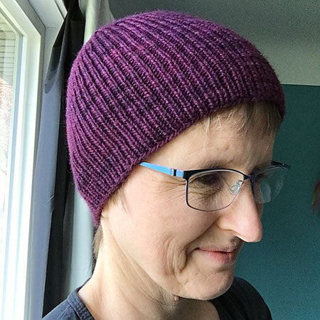Cozy Purple hat in Norwood hand-dyed yarn