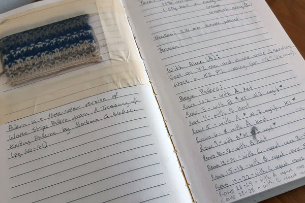 Elizabeth's knitting notebook from 2004