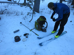 Deep into the Sierra Nevadas, Pepper realizes his bindings are frozen so fires up the Sidewinder to thaw things out! :-)