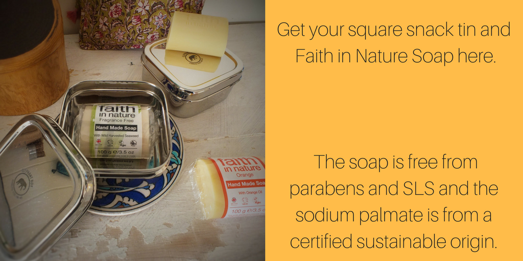 Faith in Nature soap and stainless steel tin
