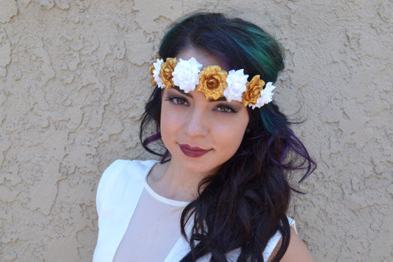 gold flower headband