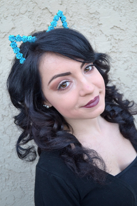 Blue Flower Cat Ears #E1007