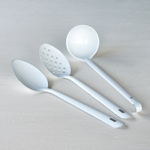 Falcon enamel serving spoon, perforated spoon and ladle