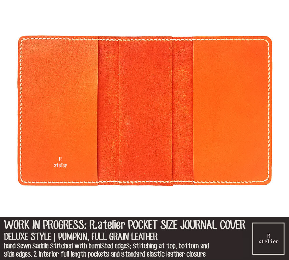 R.atelier Pumpkin Pocket Size Deluxe Leather Notebook Cover