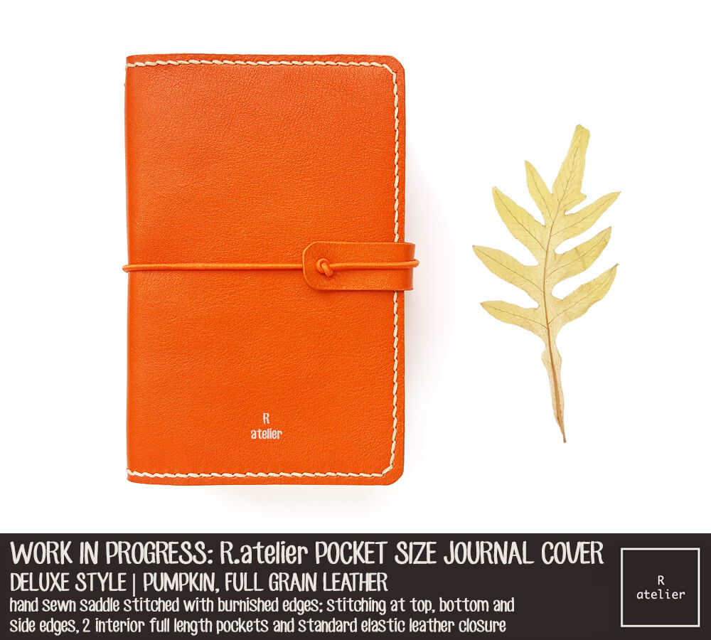 R.atelier Pumpkin Pocket Size Deluxe Leather Notebook Cover