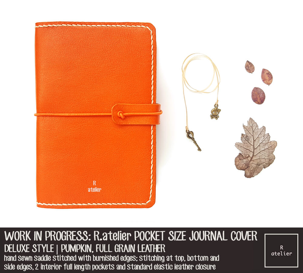 R.atelier Pumpkin Pocket Size Deluxe Leather Notebook Cover