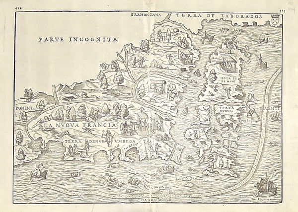 La Nuova Francia - Giacomo Gastaldi - Venice - 1565 - Woodblock - Print (S3-1)