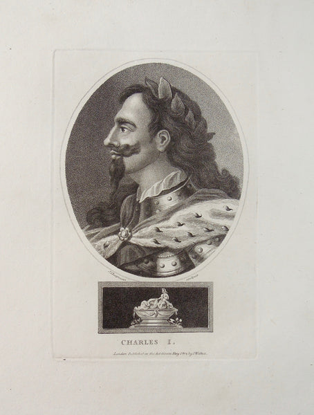 Portraits, Portraiture, Portrait, King, Kings, Charles I, King Charles I, Charles the first, Royal, Royalty, Profile, beard, floral crown, Cape, Furs, Armour, Tomb, Coffin, England, English, Trial, Treason, English Civil War, Beheaded, Beheading, Antique Prints, Antique, Prints, History, Art, Original, Rare, Books, Rare Books, Vintage, Collectable, Interior decor, Office art, Office decor, Gallery walls, Inspiration, Old english, English History, Black and white,