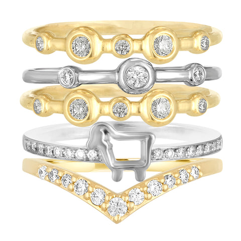 Stackable rings in white gold and diamonds