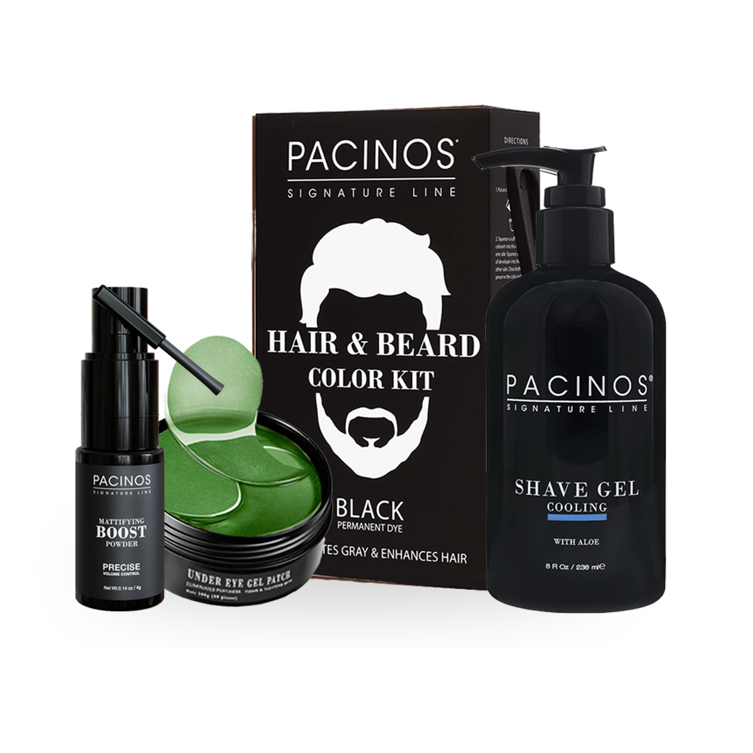 Boost Powder, Under Eye Patches, Hair Color Kit & Shave Gel – Pacinos  Signature Line