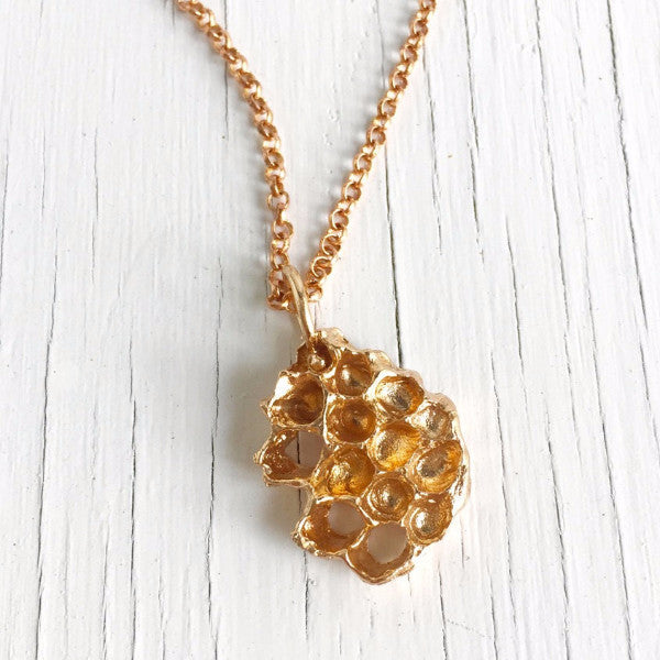 Honeycomb Necklace in Golden Bronze 