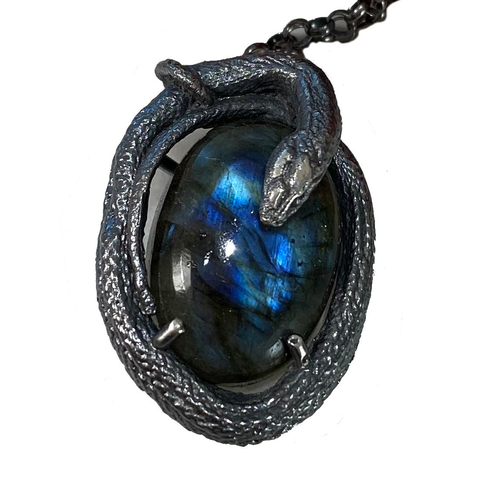 Petite Orphic Egg Pendant Dark Labradorite
