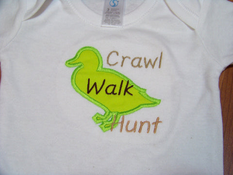 Crawl Walk Hunt bodysuit or Shirt Great Baby Shower Gifts
