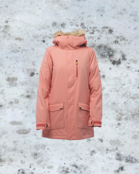 Mirte's go-to outerwear in Japan, The Hawthorne Jacket in Coral 
