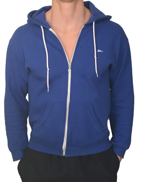 blue zipped hoodie