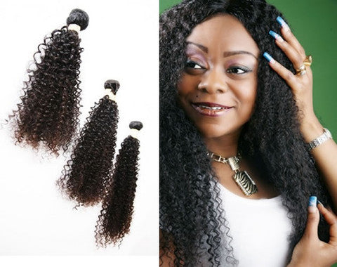 Mongolian Kinky Curl Hair 12"+14"+16" Bundle