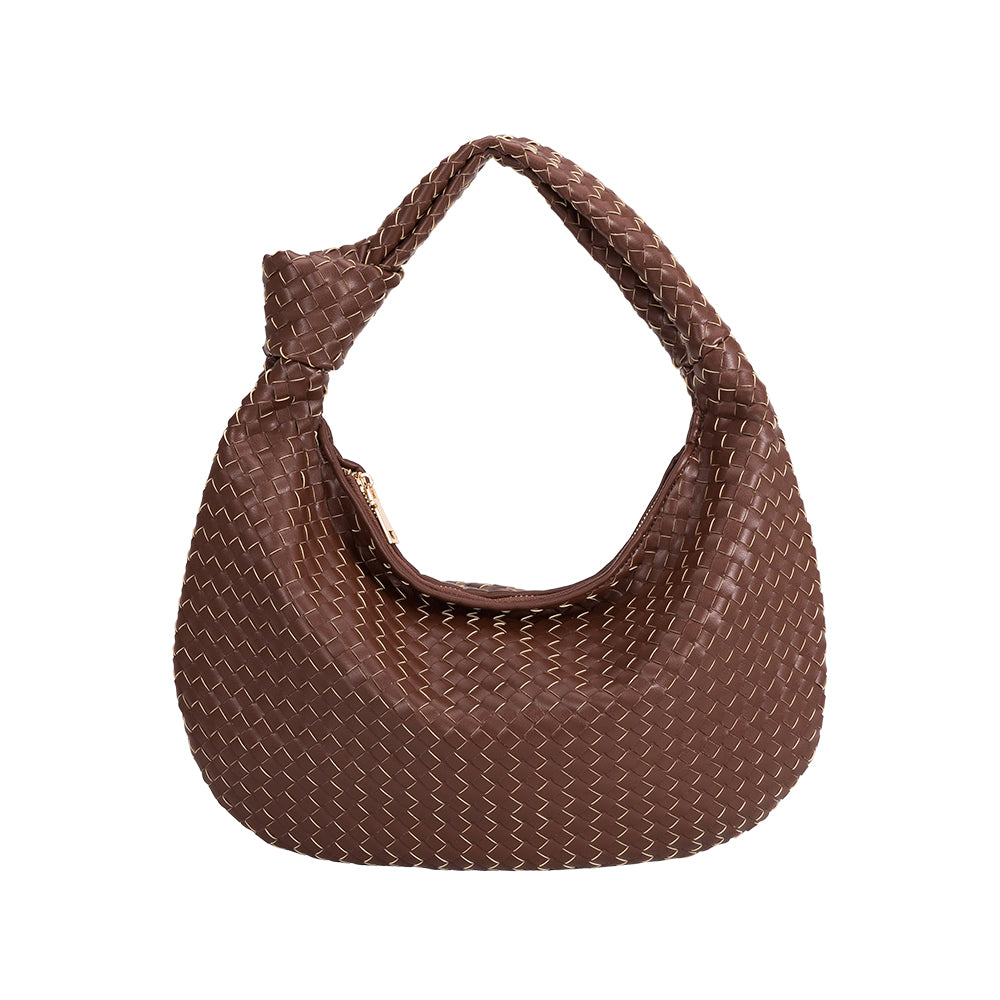 Melie Bianco Brigitte Large Vegan Woven Hobo in Taupe