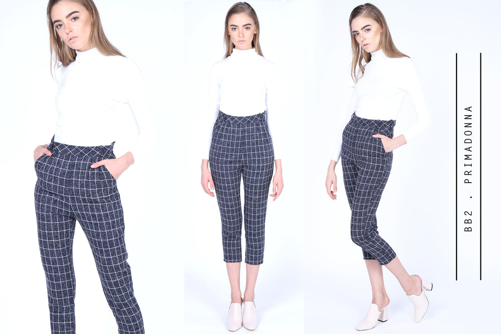 Plaids High Waisted 3/4 Pants