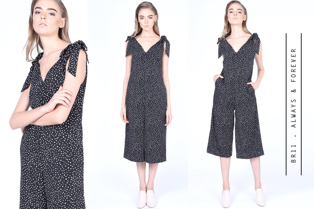 Spotty Jumpsuits with Bow Tie Straps