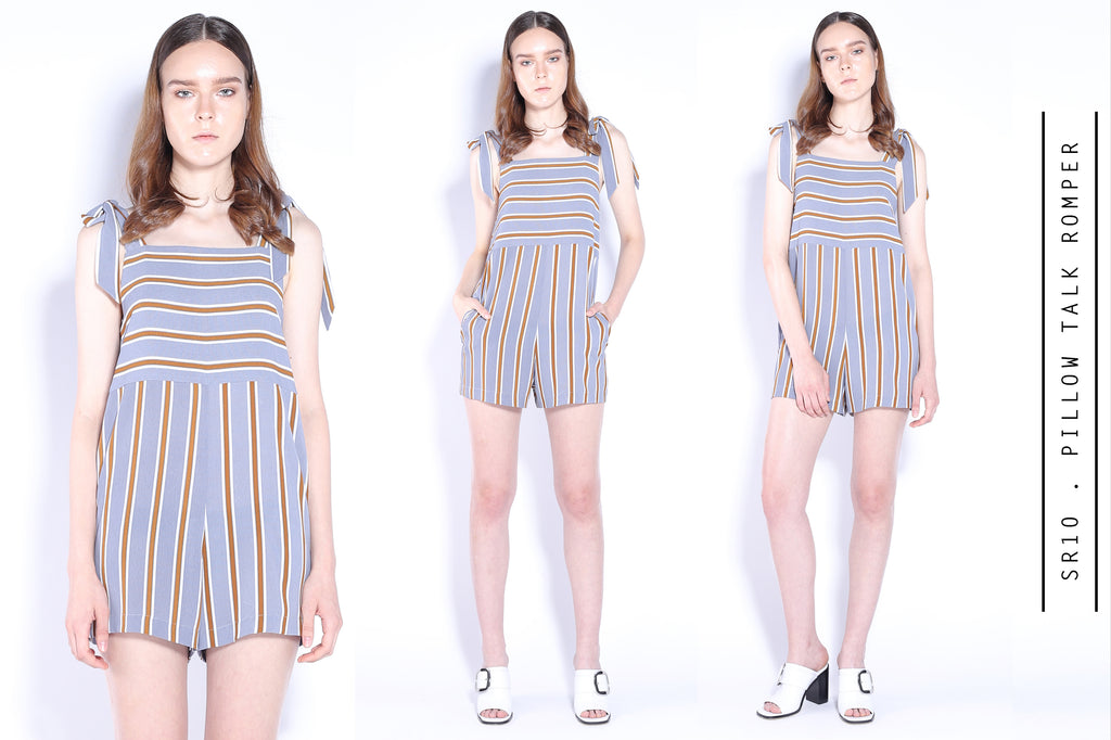 Pillow Talk Bow Tie Stripes Romper