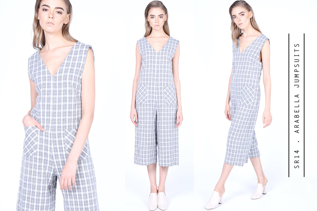 Grey Plaids Arabella Jumpsuits