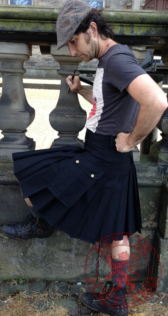 mens black utility kilt