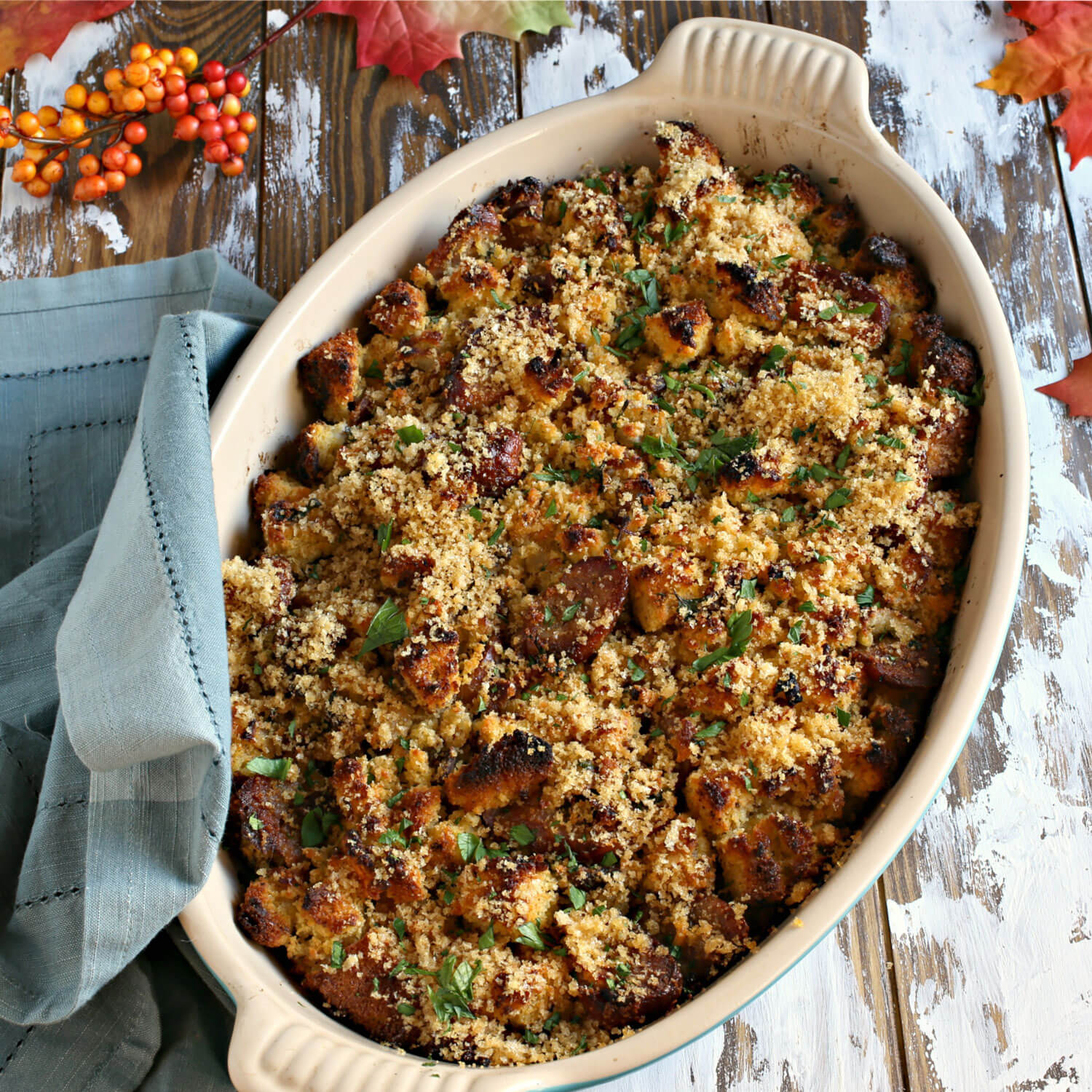 Bacon Cheddar Cornbread and Sausage Stuffing
