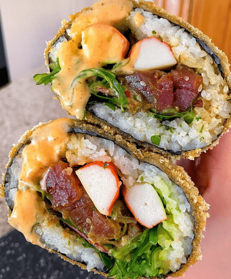 Deep Fried Pork Panko  Ahi Tuna Sushi Burrito