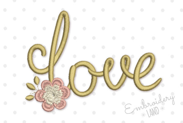 Love Flower Valentine's Day Embroidery Design 3 sizes VA051