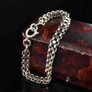 Silver Rose Gold Book Chain Fancy Link Bracelet - Boylerpf