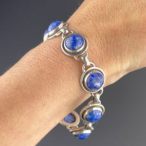 Arts and Crafts Style Silver Sodalite Bracelet - Boylerpf