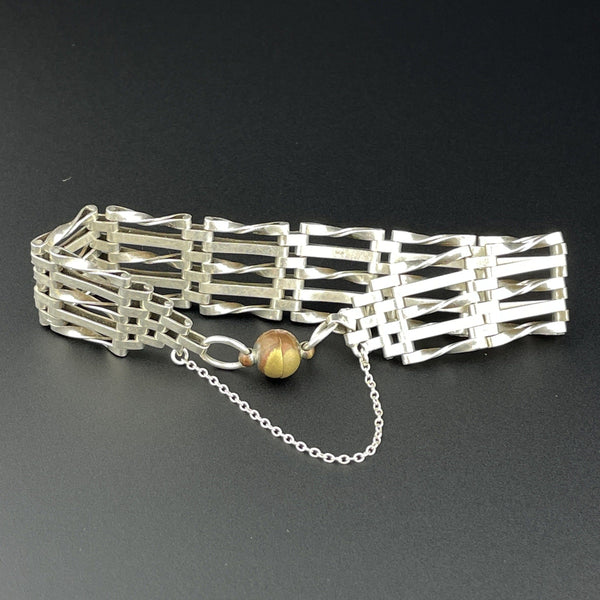 Vintage Silver Gate Fancy Chain Link Bracelet - Boylerpf