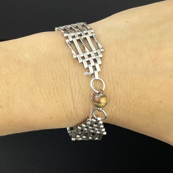 Vintage Silver Gate Fancy Chain Link Bracelet - Boylerpf