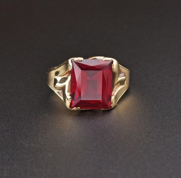 Vintage Art Deco Mens Gold Ruby Signet Ring – Boylerpf