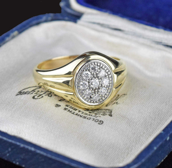 Vintage Mens Diamond Signet Ring Boylerpf