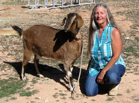 Nancy with her goat CeeCee