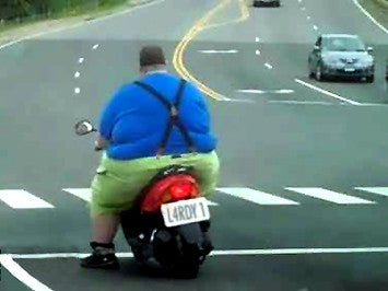 fat guy motorbike