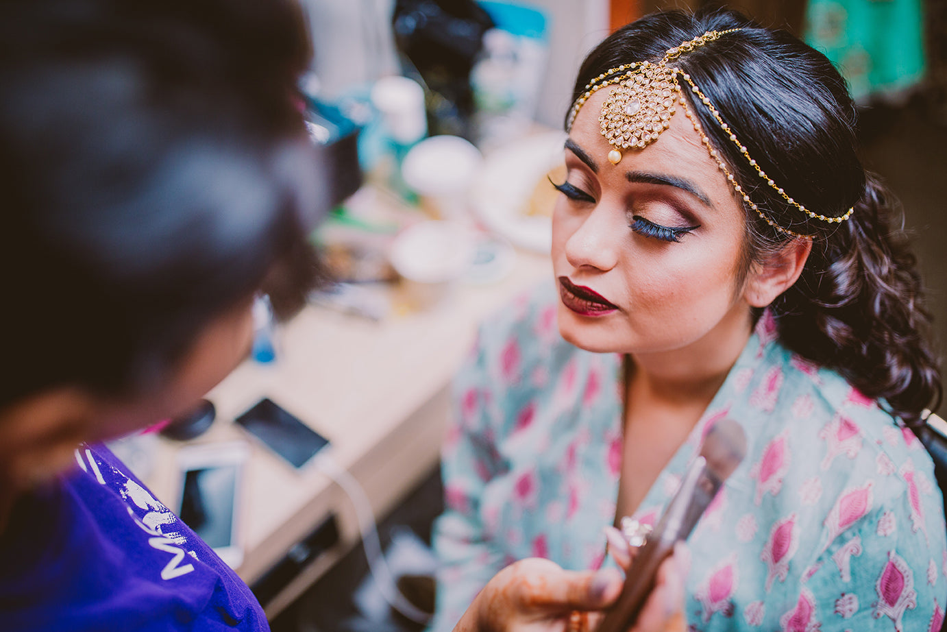 Indian bride getting ready 