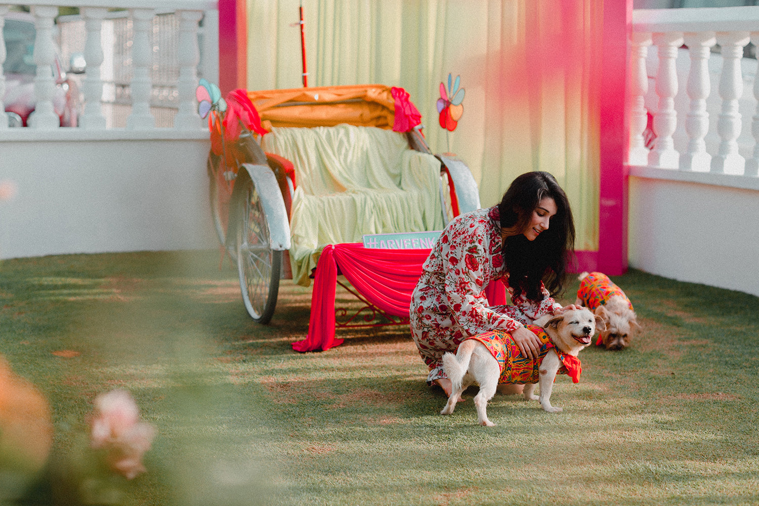 Indian bride and dog