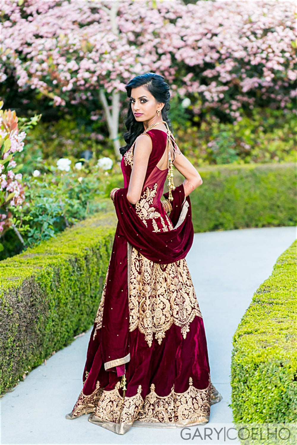 Indian Bride Maroon Gold Lengha