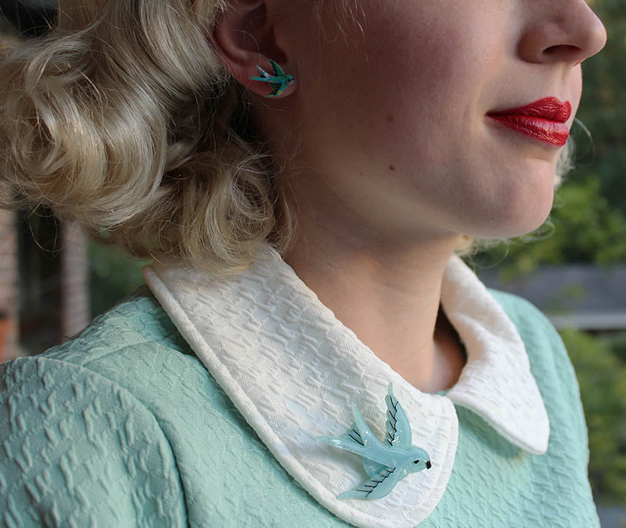 Gracefully Vintage wears Erstwilder Bird Designs
